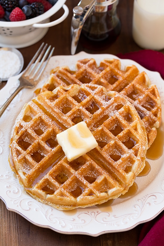 Classic Belgian Waffles with Vanilla-Butter Syrup