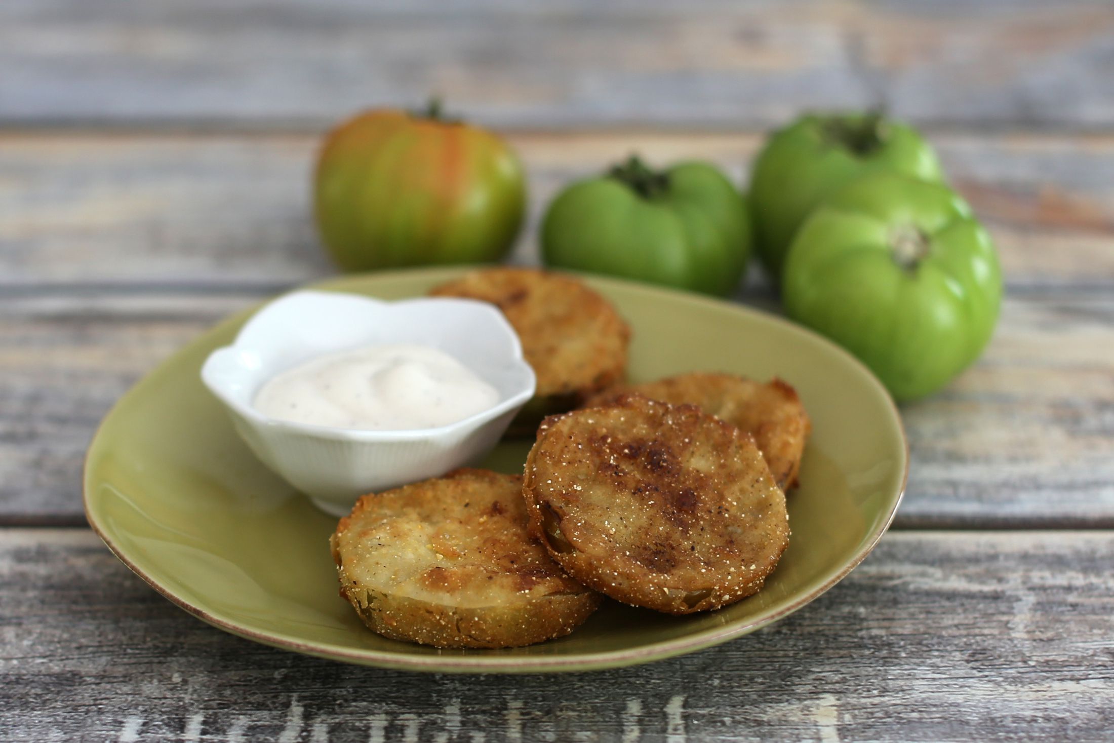 Southern-Style Fried Green Tomatoes with Japanese Tonkatsu Sauce