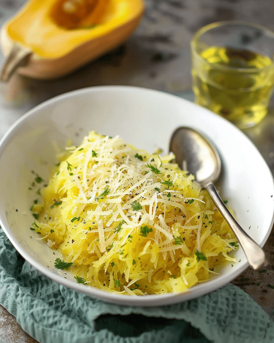 Creamy Spaghetti Squash with Garlic and Parmesan