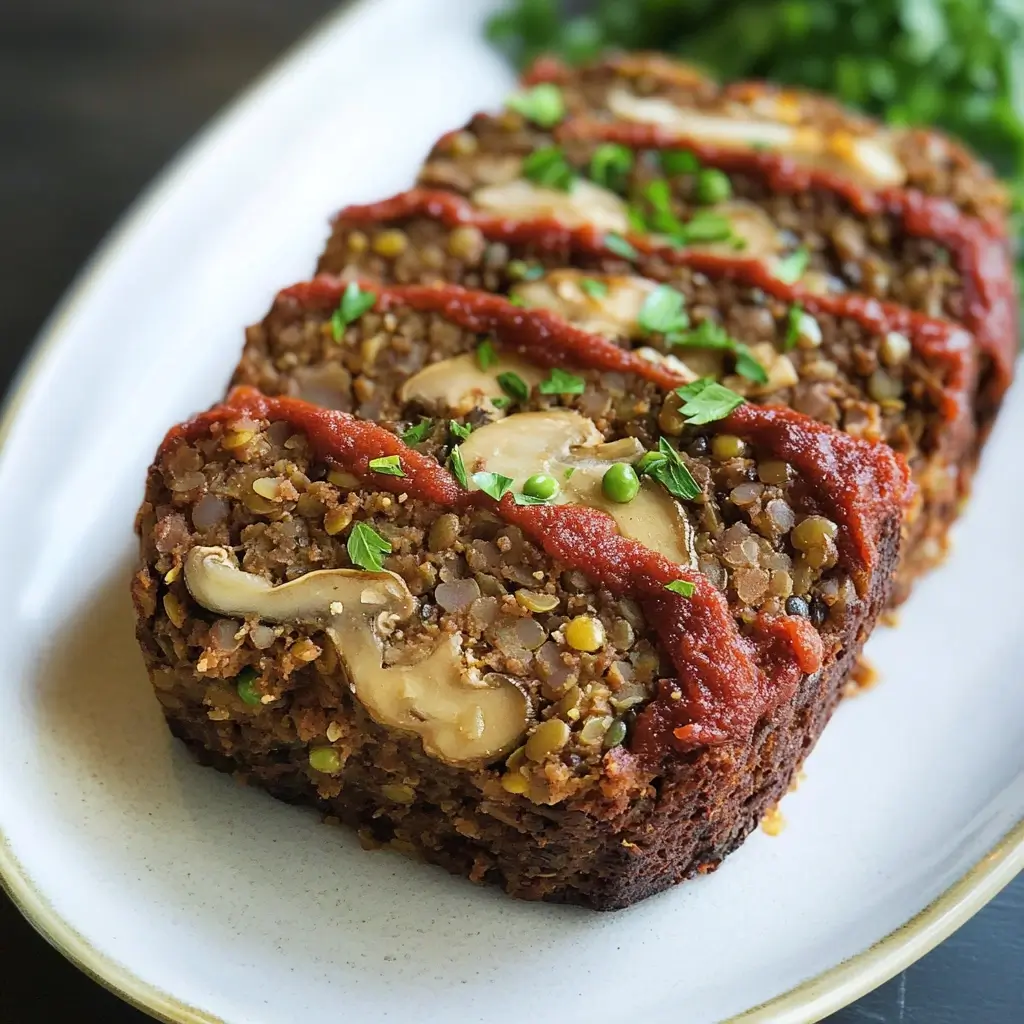 Mushroom & Lentil 'Meat' Loaf with Tomato Glaze