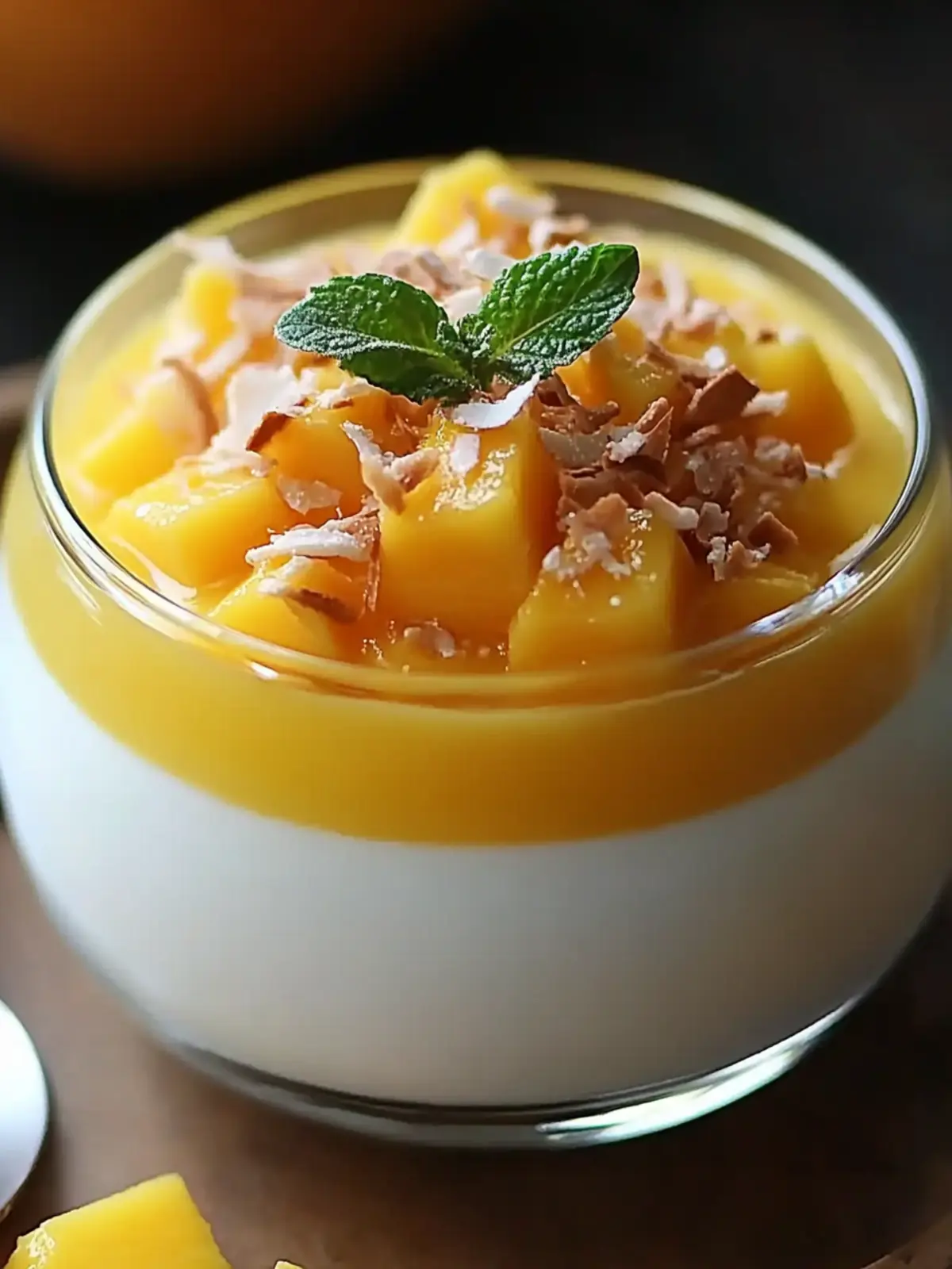 Chilled Coconut Panna Cotta with Mango Coulis