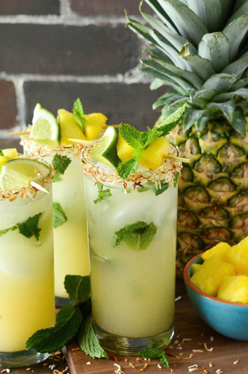 Coconut-Pineapple Mojito with Mint Foam