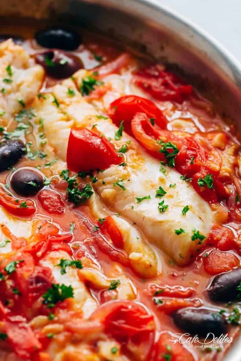 Pan-Seared Cod with Tomato and Olive Salsa