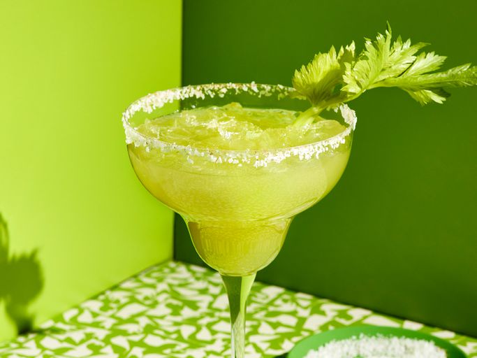 Pandan-Infused Tequila Margarita with Coconut Salt Rim
