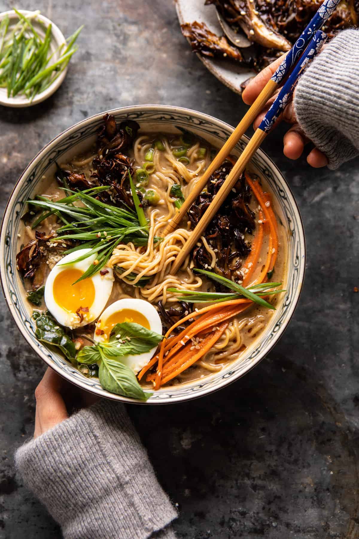 Sautéed Shiitake and Spinach Ramen with Miso Broth