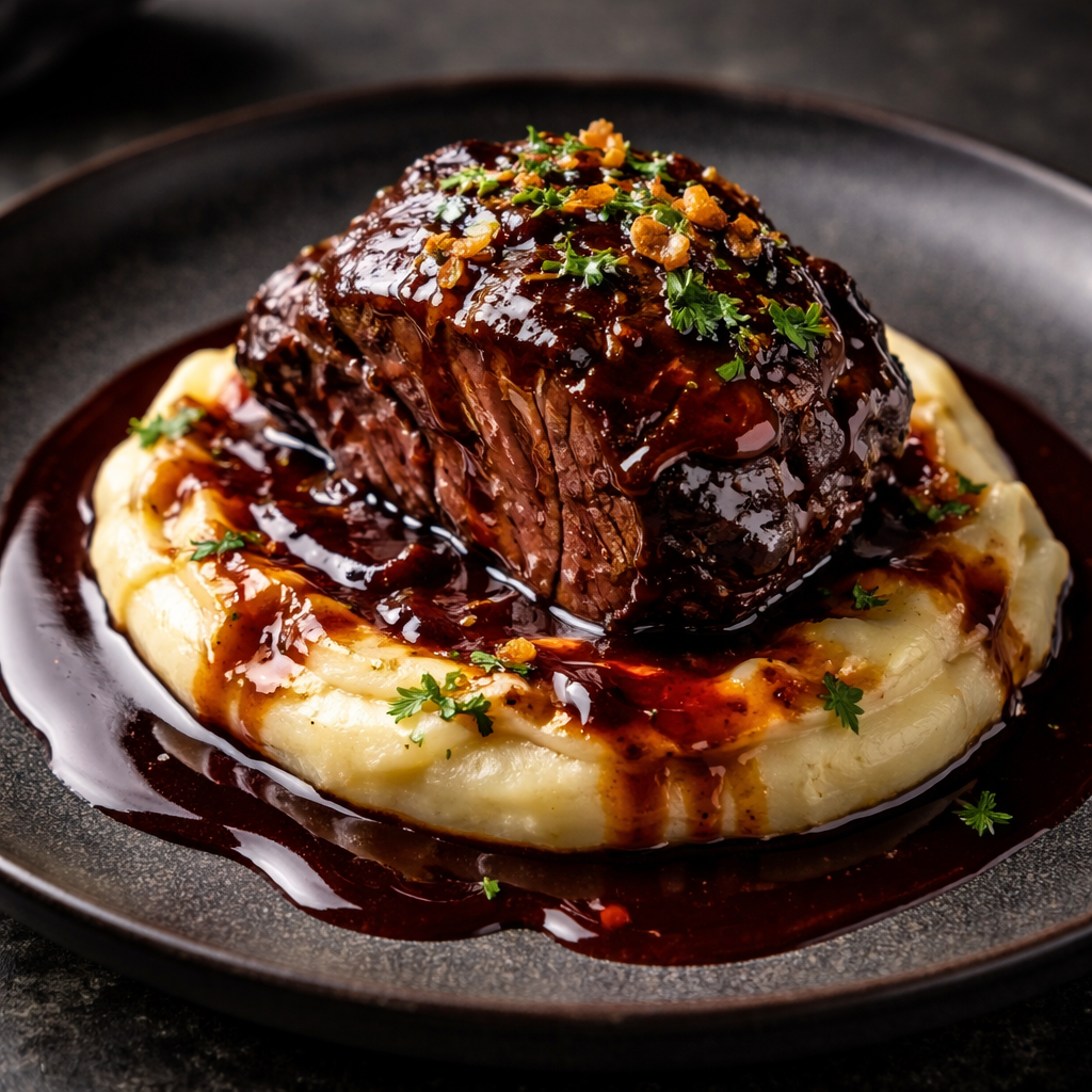 Slow-Roasted Beef Cheeks with Red Wine Reduction