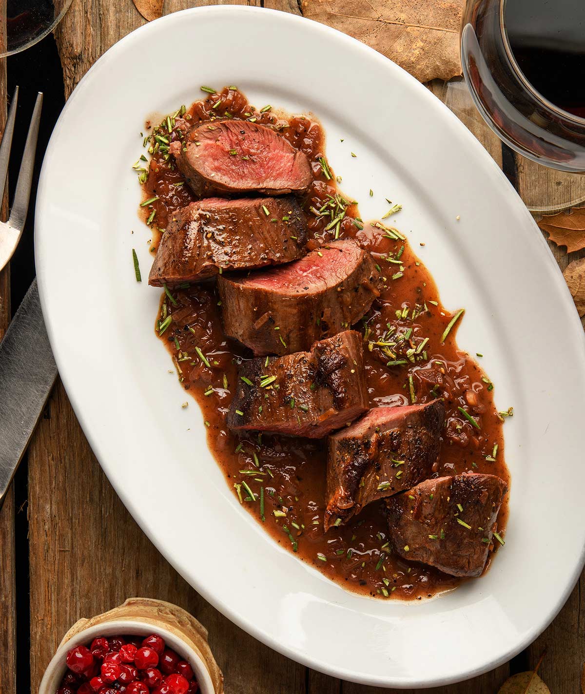 Slow-Roasted Kangaroo Loin with Pepperberry Sauce