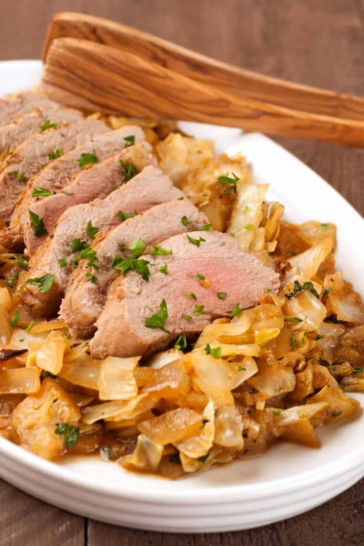 Seared Pork Shoulder with Braised Cabbage and Apples
