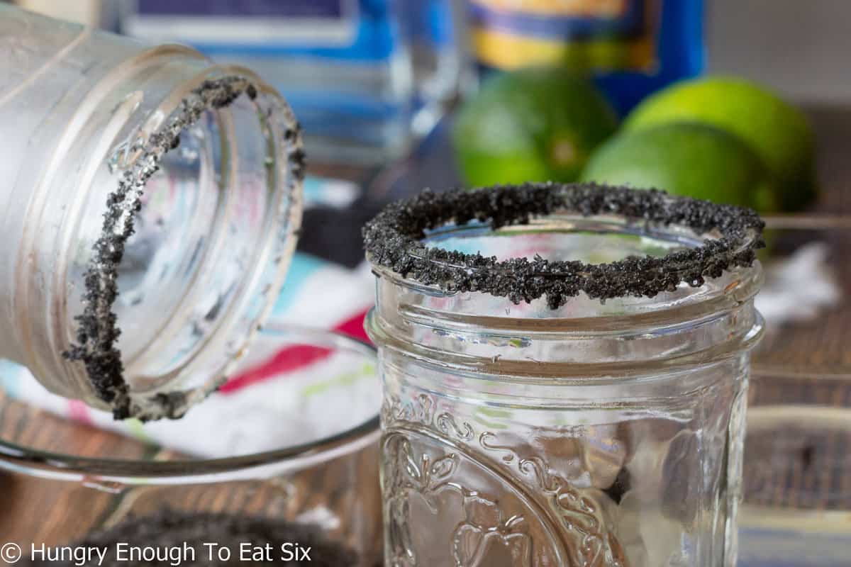 Charcoal-Infused Black Margarita with Smoked Sea Salt Rim