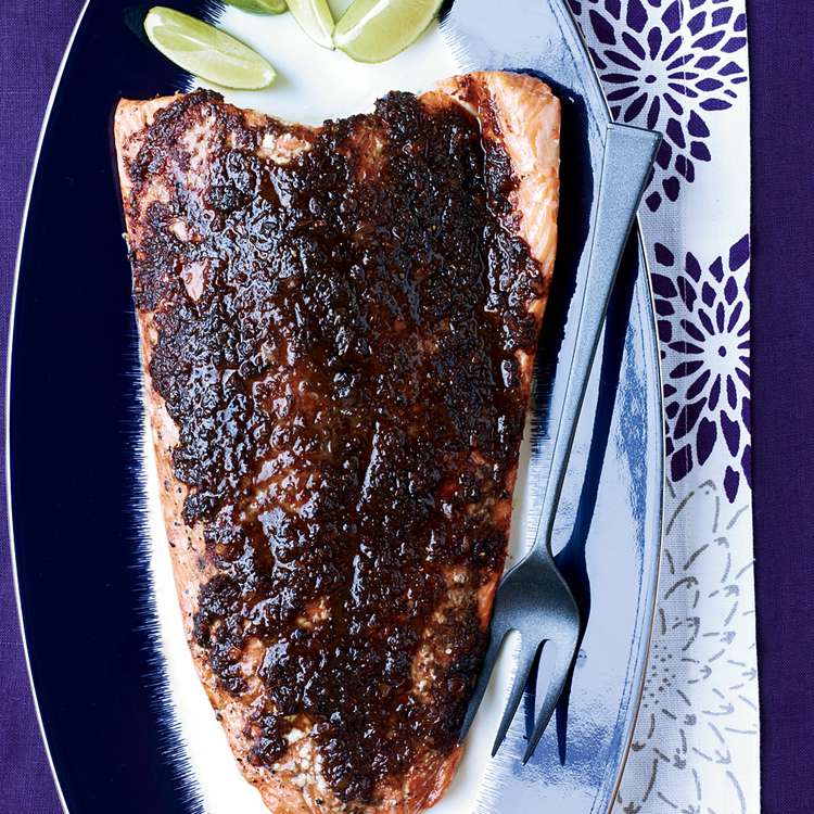 Pan-Roasted Salmon with Tamarind Glaze and Sesame Seeds