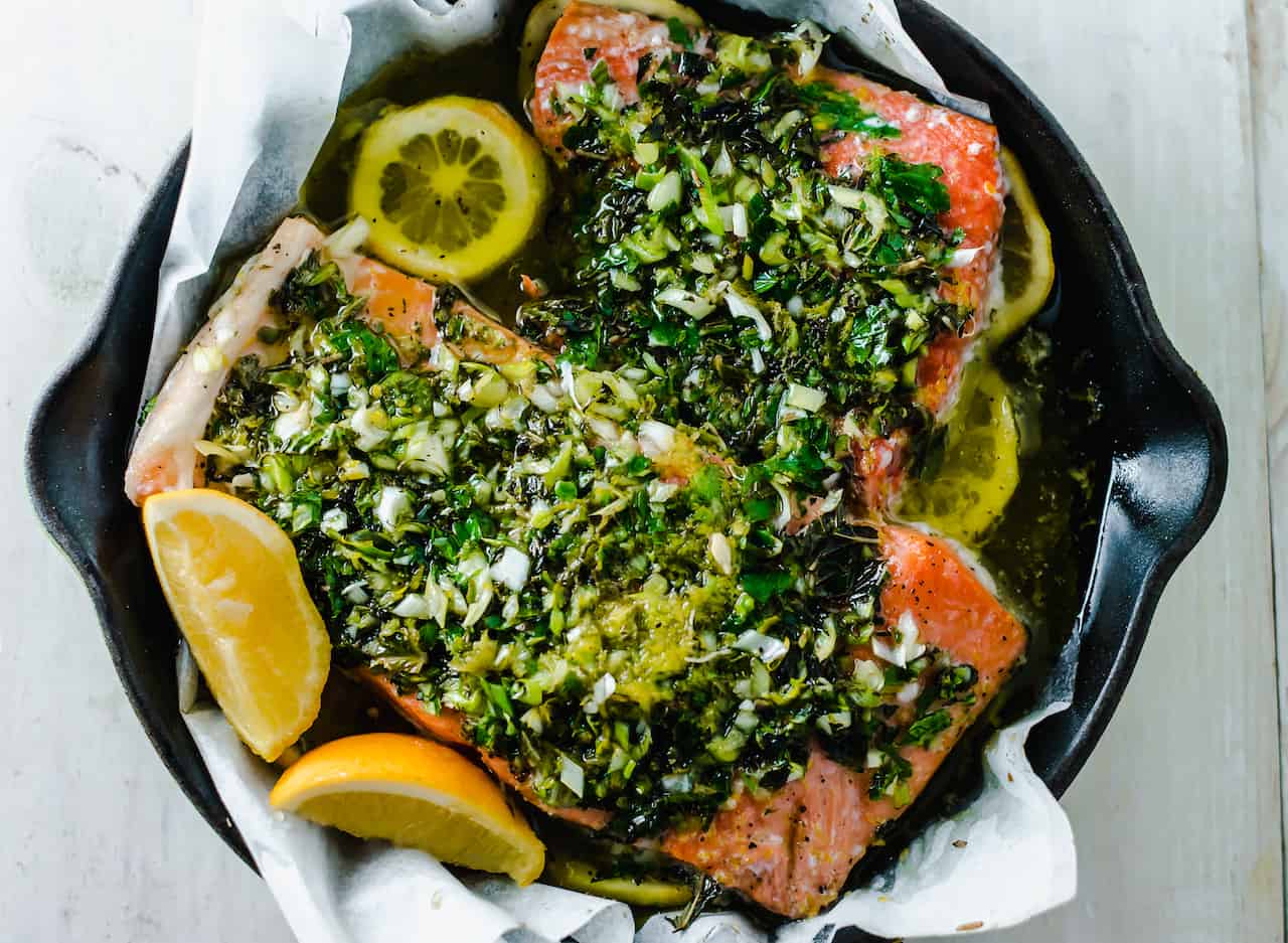 Low-Temperature Roasted Salmon with Herb Citrus Glaze