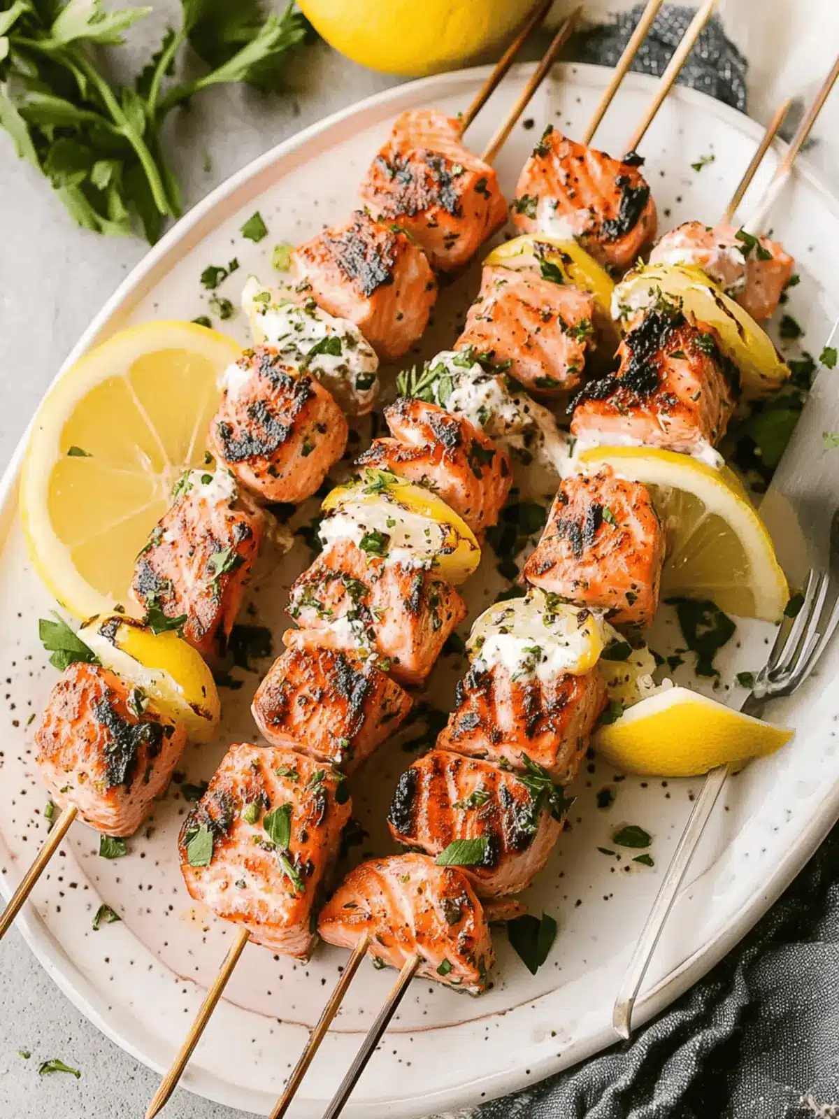 Grilled Spiced Seafood Skewers with Lemon-Garlic Marinade