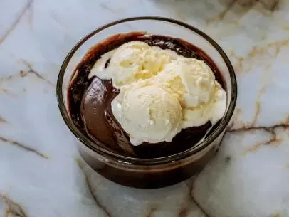 Microwave Molten Salted Caramel Brownie Bowl