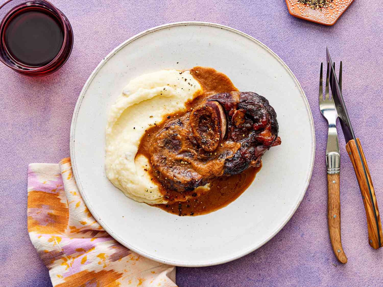 Braised Kid Goat Shanks with Tomato and Red Wine