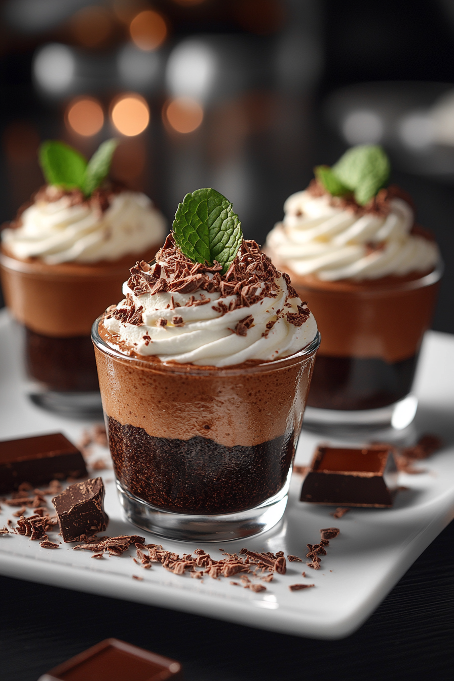 No-Bake Espresso Chocolate Mousse with Whipped Cream