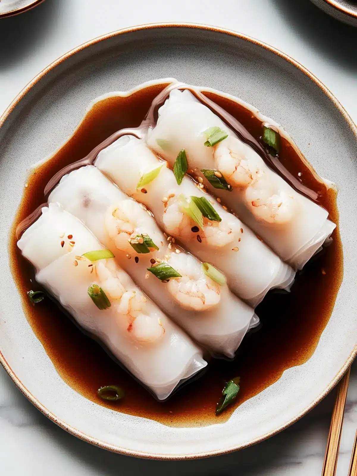 Steamed Rice Noodle Rolls with Sesame and Scallion Drizzle